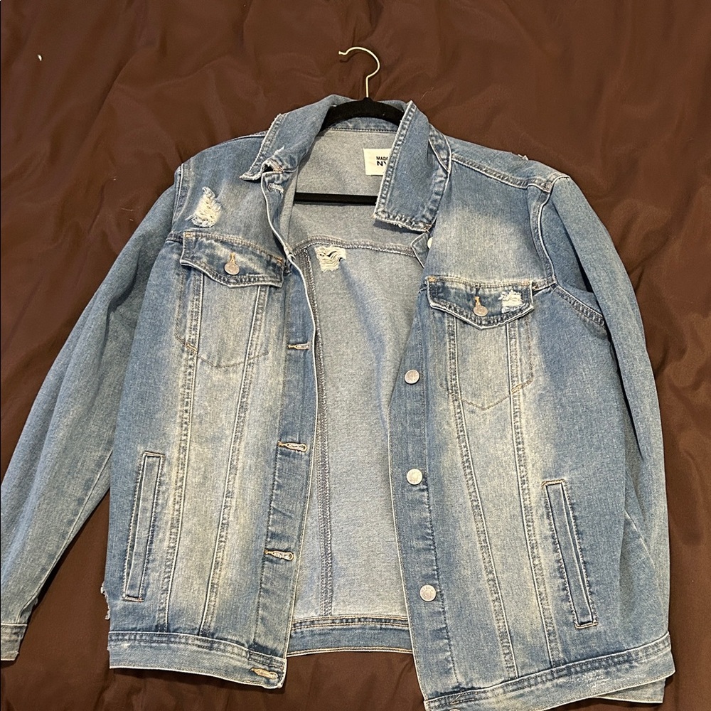 H&M Light Blue Distressed Denim Jacket